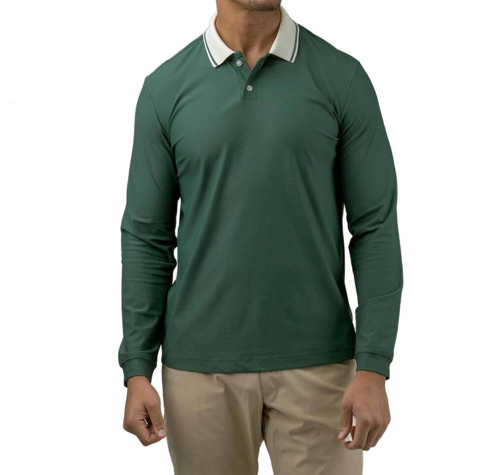 NEW GOOD GOOD GOLF born to golf long sleeve polo in green